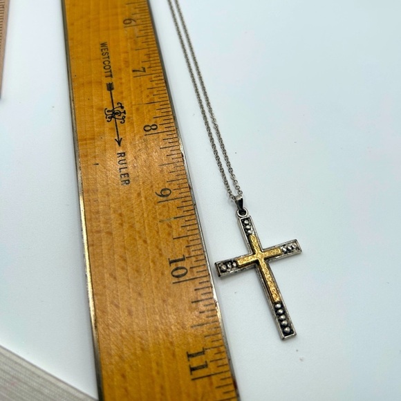 Vintage Silver and Gold Cross Pendant Necklace​​​ - Picture 6 of 8